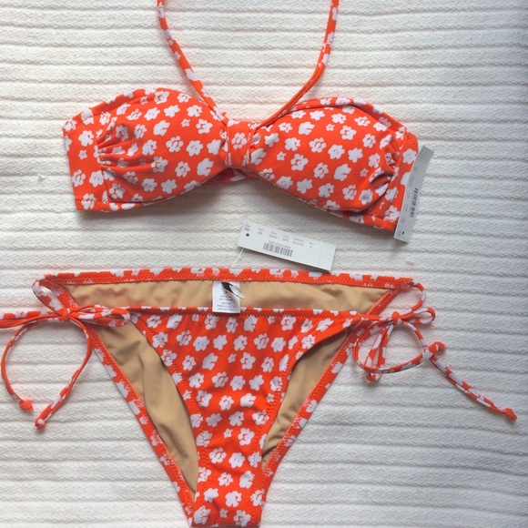 J. Crew Other - J. Crew Orange Floral Bikini top XS, bottom is S